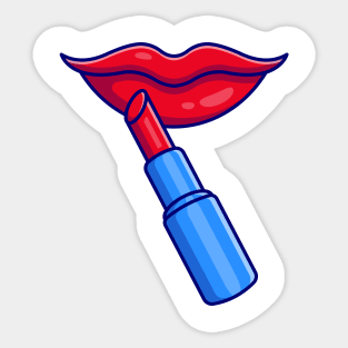 Lip And Lipstick Cartoon Sticker